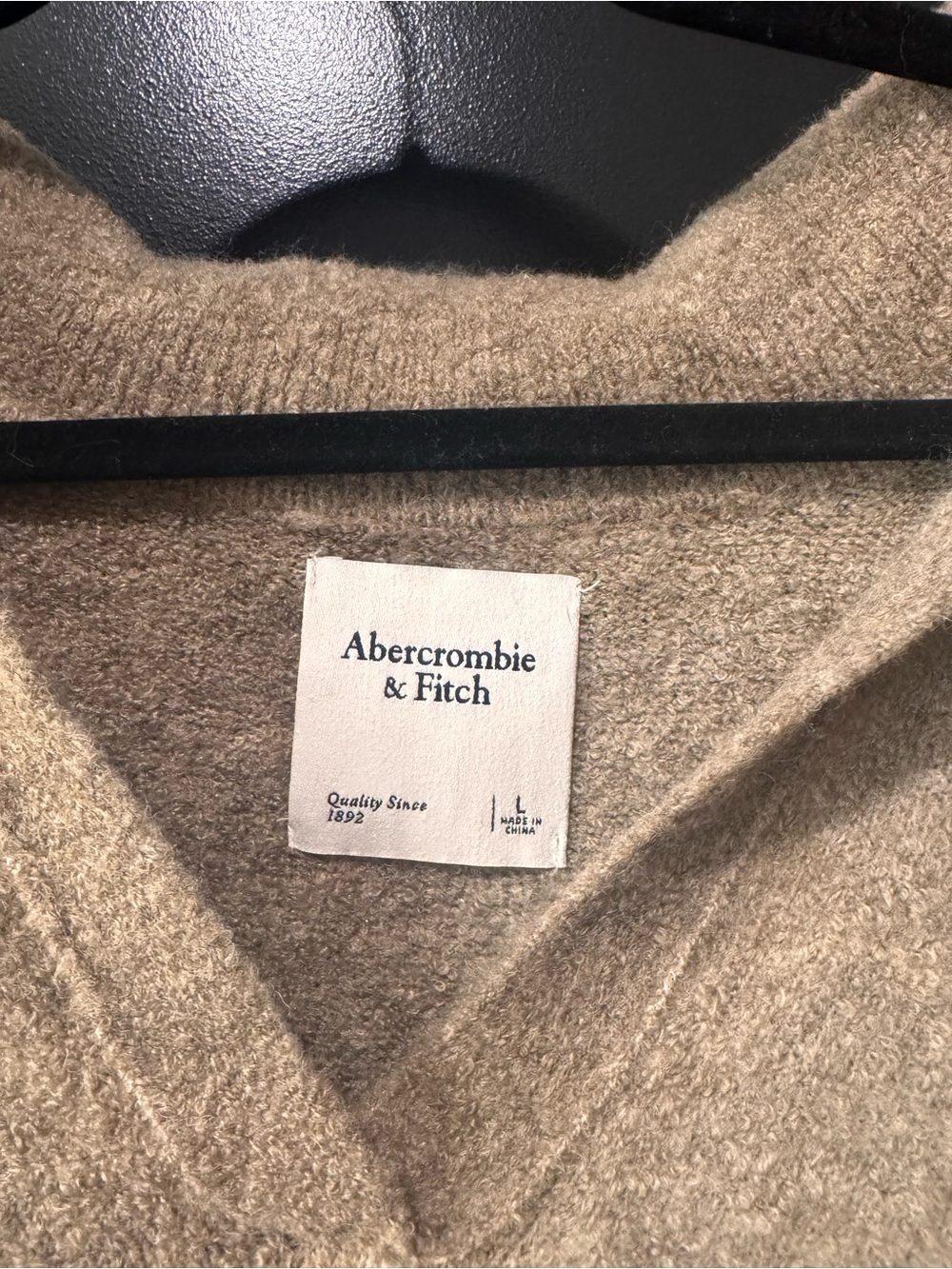 Abercrombie & Fitch Women's Taupe Hooded V-Neck Sweater Top - Picture 2 of 2